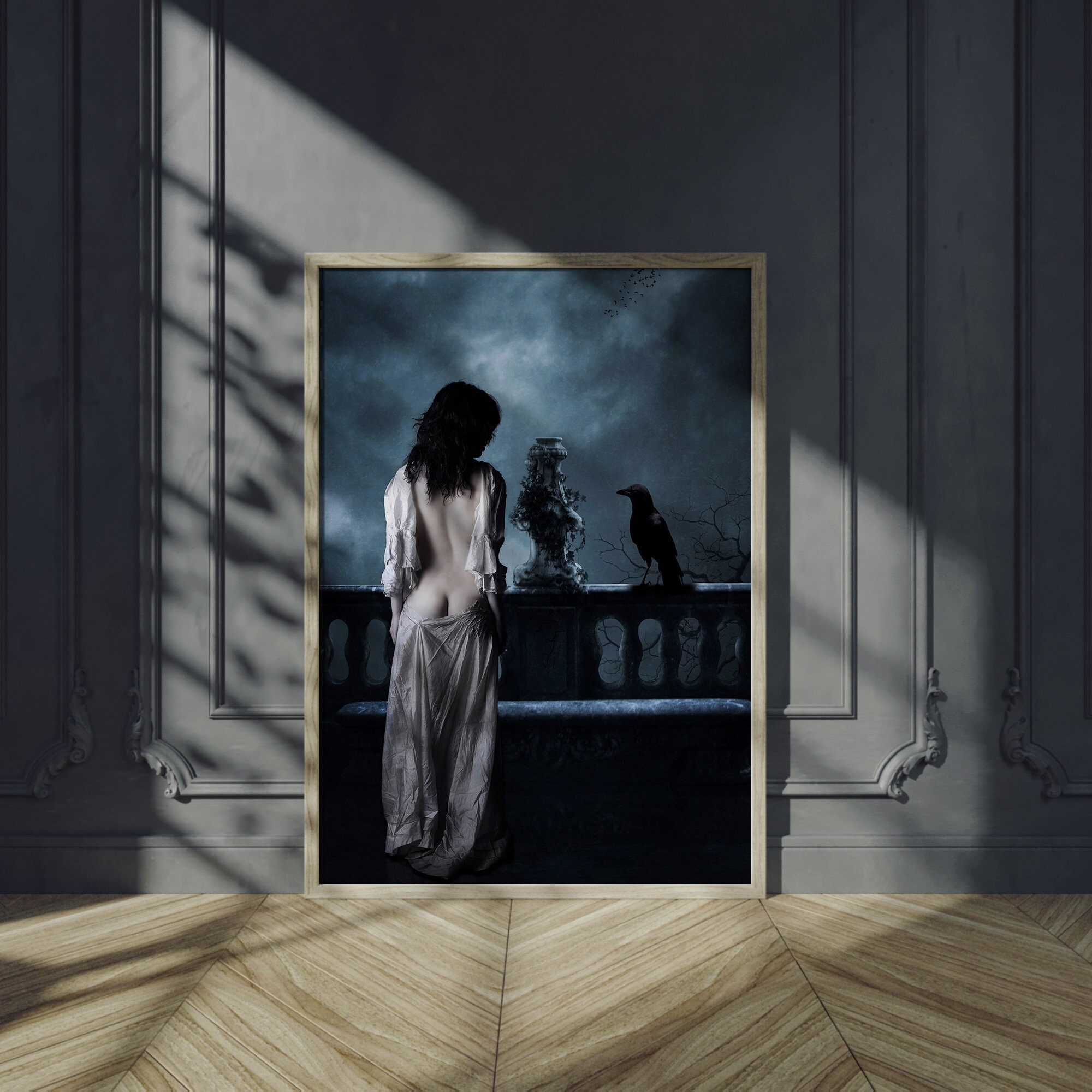 The Raven Fantasy Nude Photo Print Fairytale Nude Print Artistic Nude Photo Print Magic Nude Art