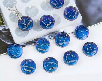 12 Zodiac Constellations Pendant Mold | Zodiac Keychain Mold | Silicone Molds | Resin Molds | Resin Crafting Molds | Silicone Resin Mold