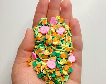 Pink and Carrot Polymer Clay Sprinkle Mix | Polymer Clay | Resin Embellishments | Slime Beads | Slime Sprinkles