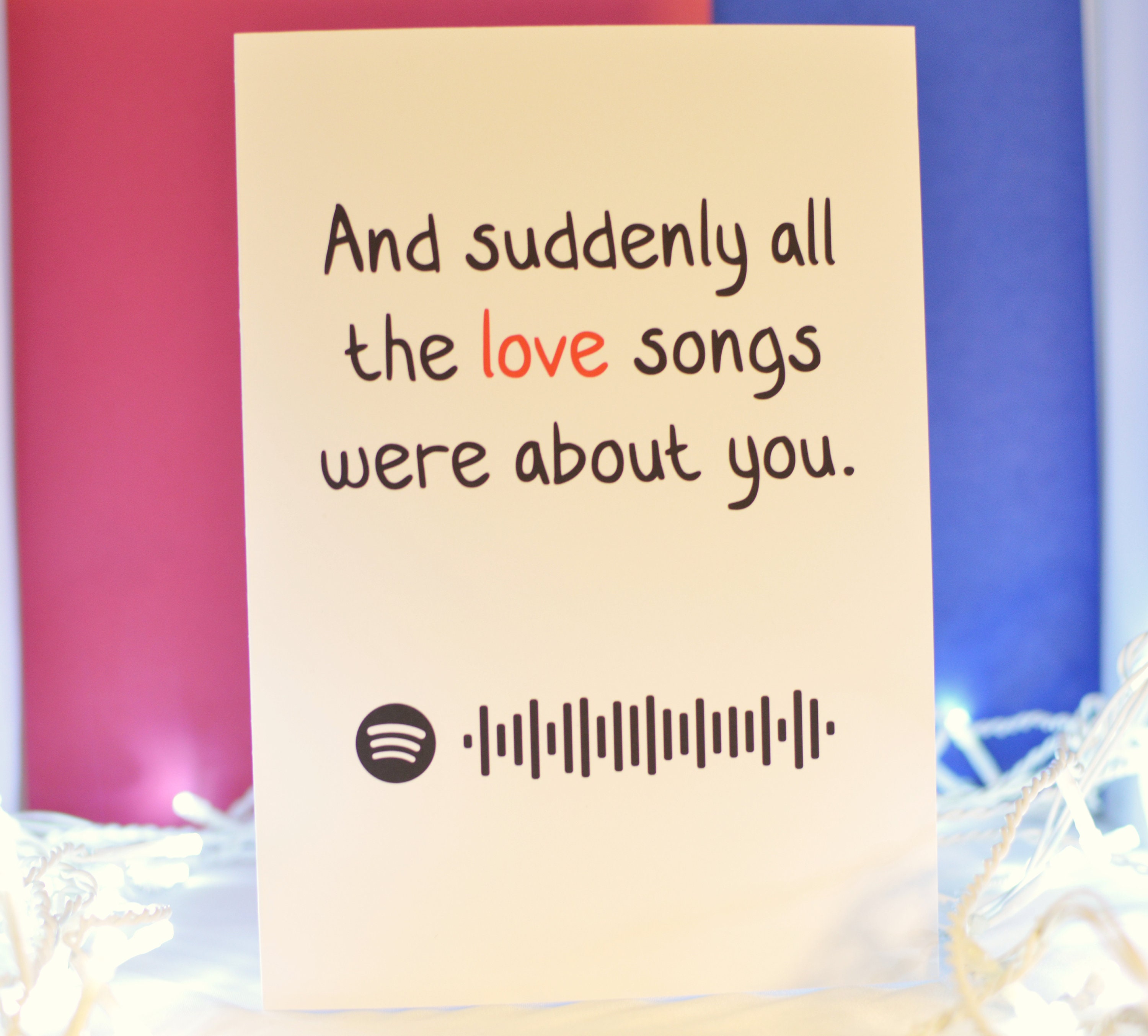 Spotify Code Customisable Card All The Love Songs Were About Etsy