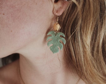 Monstera Leaf Dangles | Handmade Polymer Clay Earrings | Minimal | Statement Dangles