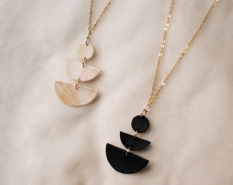 Minimal Necklaces | Handmade Polymer Clay Pendants | Gold Initial Chain