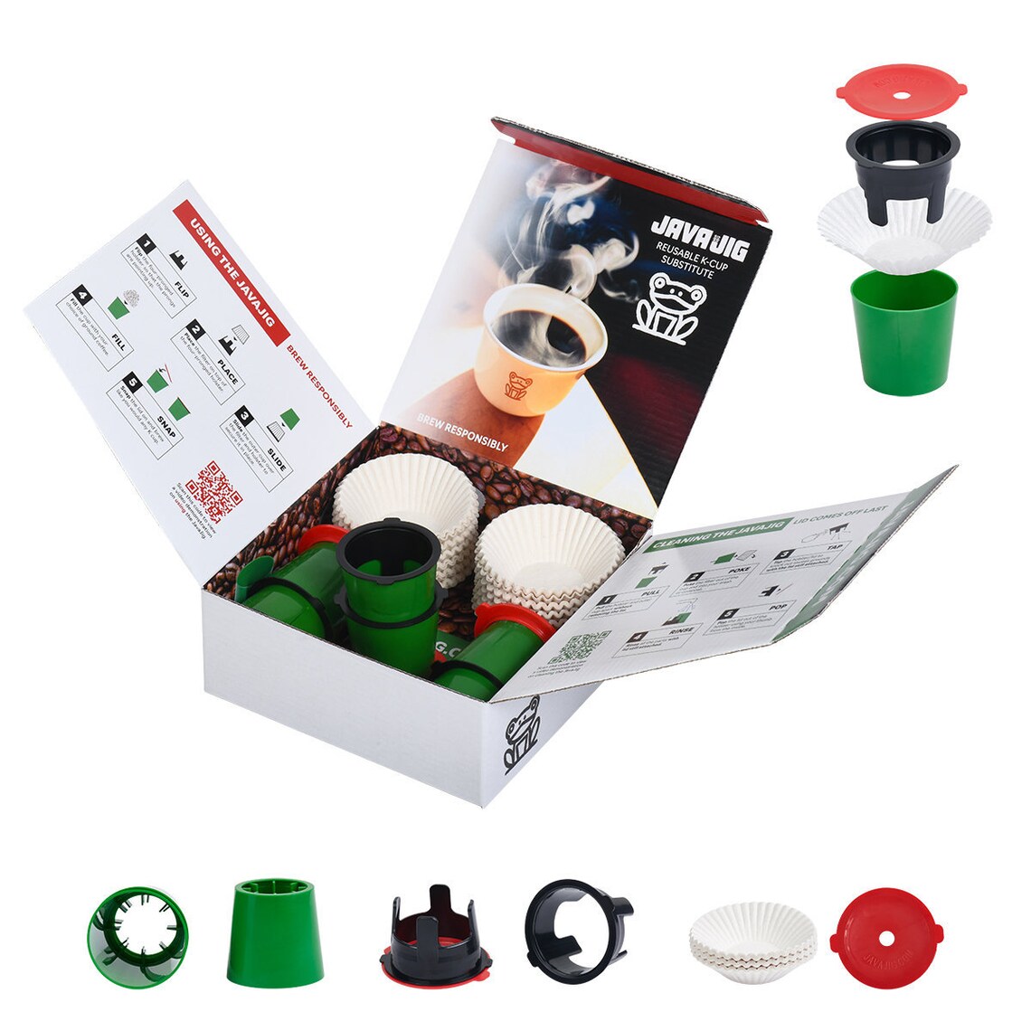 Javajig Refillable Reusable K Cup 6 New& Improved Javajigs 2.0 180