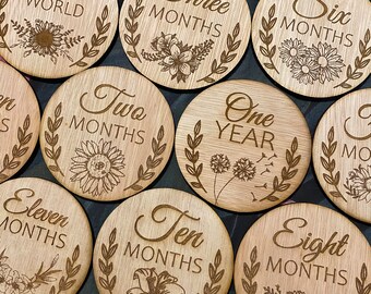 Baby milestone discs | Laser Engraved | Baby Shower | Baby Gift | Newborn | Personalised | Custom | Hello World | Announcement | Pregnancy