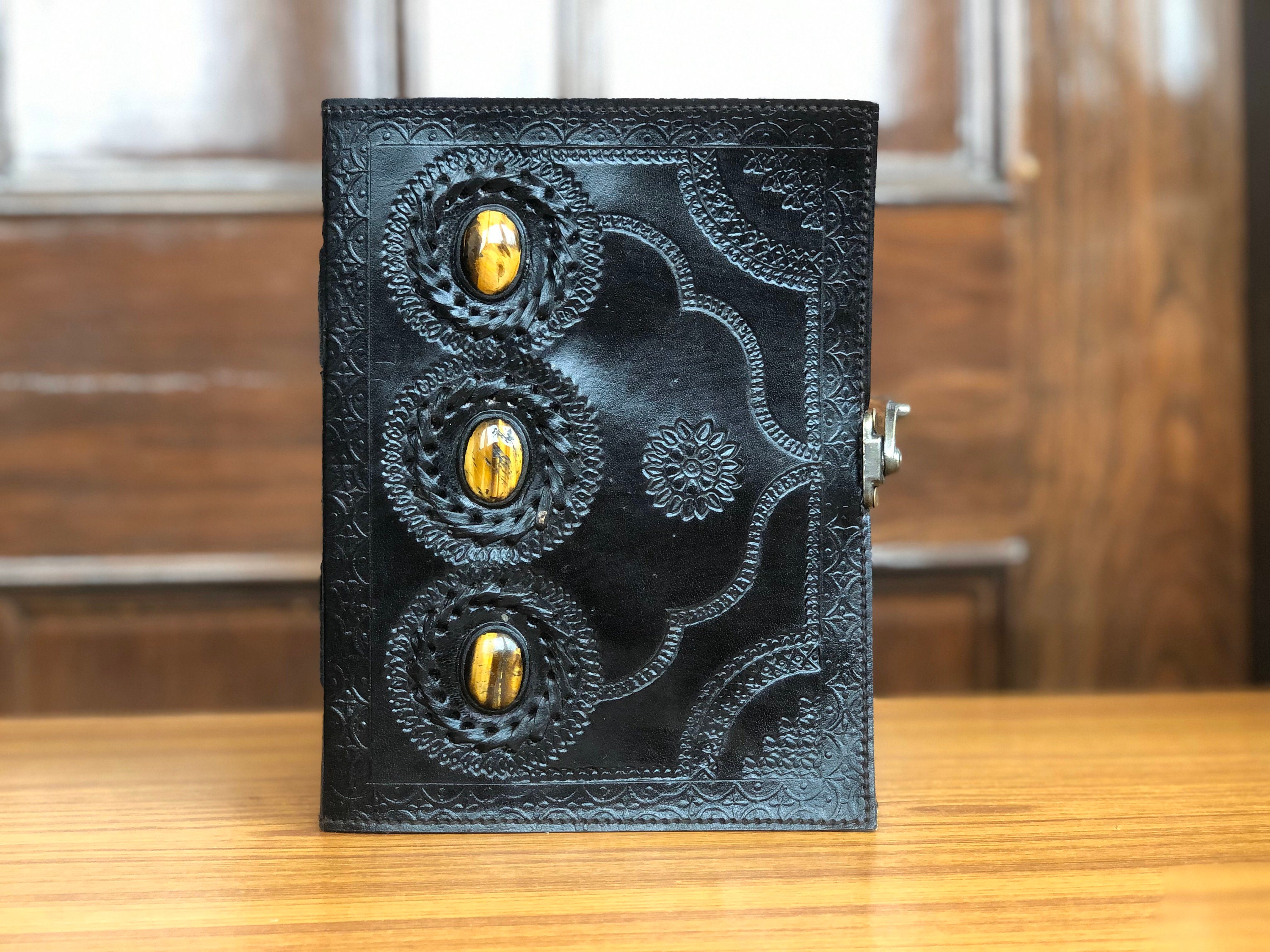 Leather Notebook Handmade Black Leather Journal With Lock Book Etsy