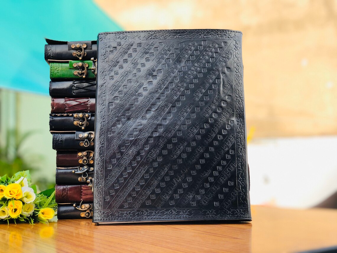 Extra Large Leather Journal Embossed With Seven Stone Etsy