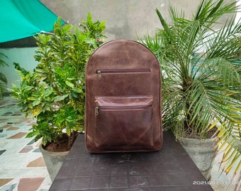 Free Personalized 15" Laptop Size Leather Backpack, Brown Leather Backpack, Unisex Laptop Rucksack, Leather Travel Backpack, New Year Gift