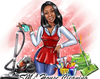 cartoon cleaning services logo