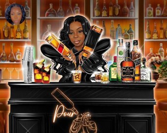 Bartender Logo Design, Custom Logo Design, Waitress Logo Design, Mobile Bartending Logo, Portrait Logo, Cartoon Logo, Event Planner Logo