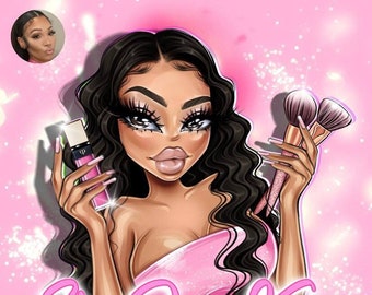 Doll Cartoon Portrait Logo, Style Logo, Beauty Logo, Personalized Doll Portrait, Custom Cartoon Logo, Cartoon Logo For Business