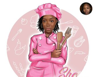 Chef Logo, Restaurant Baker Cartoon Logo Design, Cake Shop Logo, Dessert Maker Logo, Sweets shop, Custom Cartoon Logo, Cake Decorator Logo