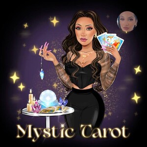 Tarot Logo Design, Spiritual Logo, Custom Logo Design, Fortune Teller Reading Logo, Cartoon Logo, Witchcraft Branding Logo, Tarot Card Logo