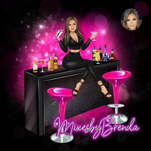 Barman logo ontwerp, aangepast logo ontwerp, serveerster logo ontwerp, mobiel bartending logo, portret logo, cartoon logo, event planner logo
