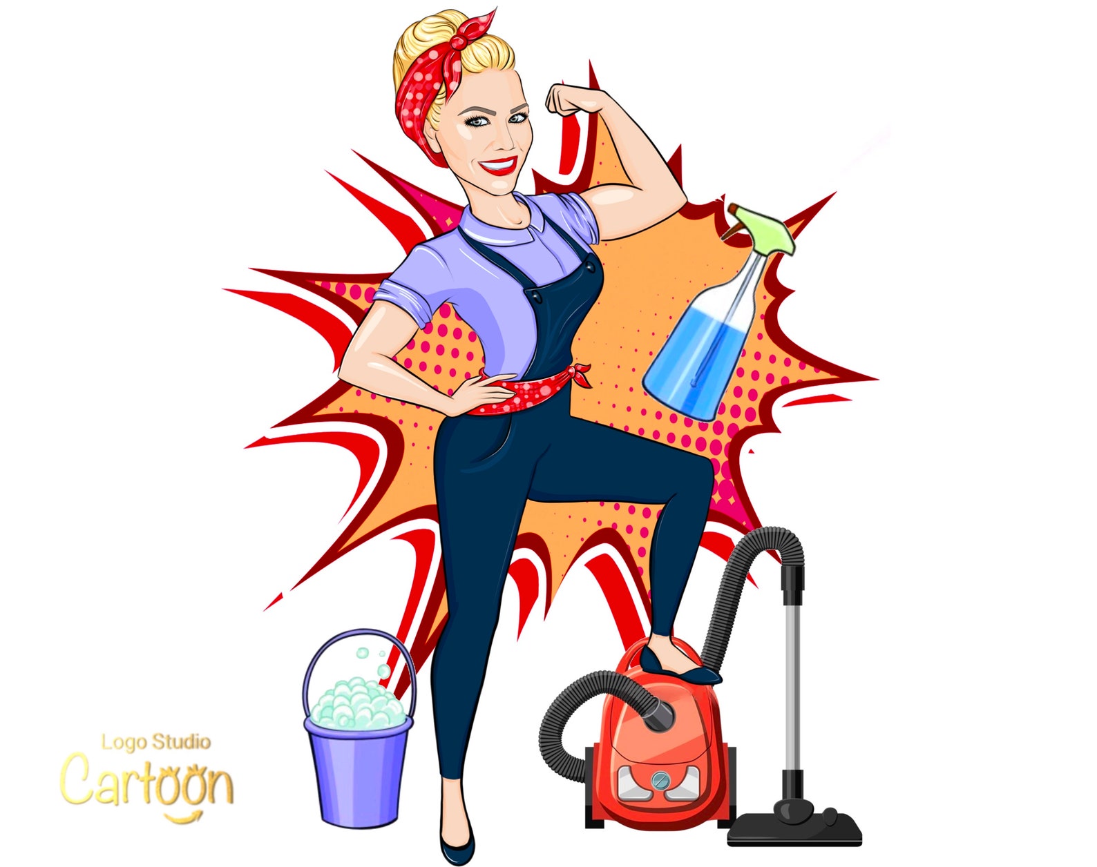 Cleaning Business Logo Portrait Housekeeper Logo Cleaning Etsy