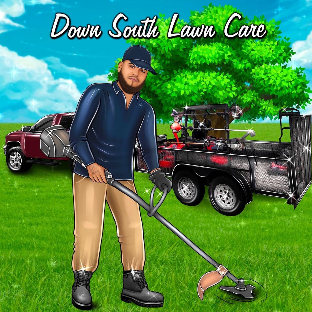 Lawn Care Logo, Lawn Care Service Logo, Mechanic Logo, Custom Cartoon