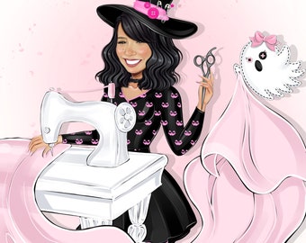 Halloween Pastel Custom Halloween Portrait Halloween Card Spooky Portrait Custom Cartoon Logo Design Branding Spooky Witch Portrait Cartoon