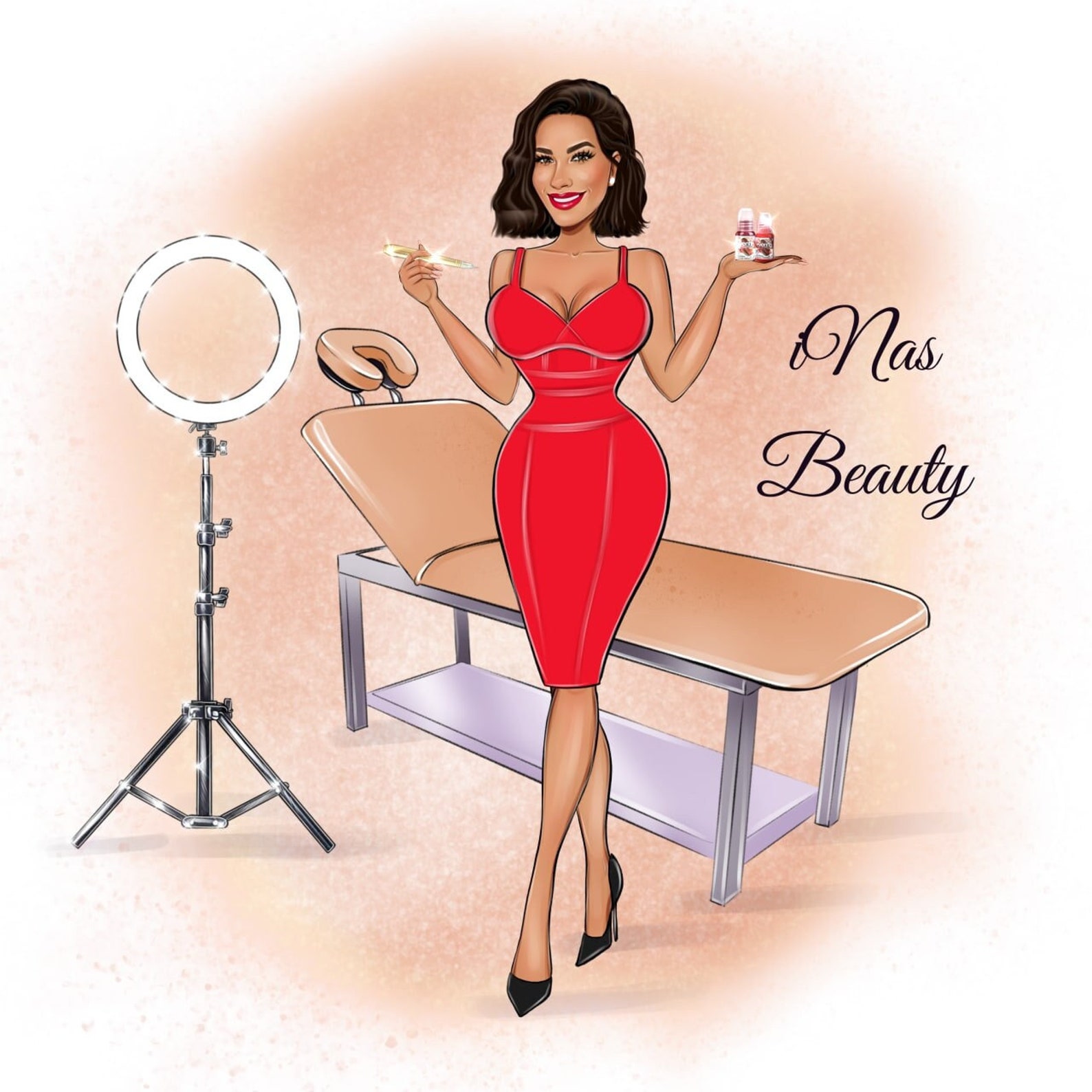 Permanent Makeup Artist Logo Custom Cartoon Logo Makeup Etsy
