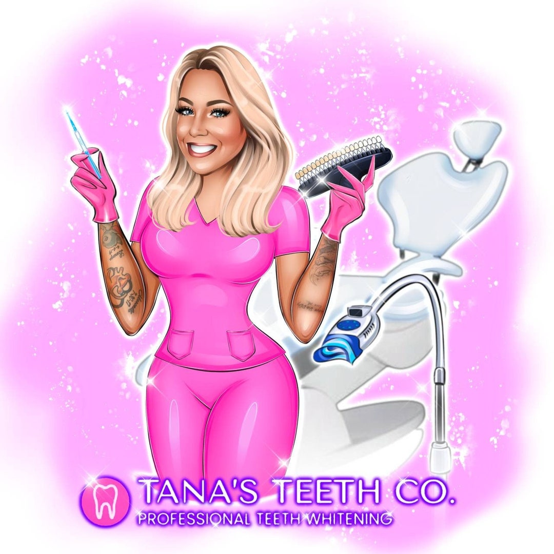 Teeth Whitening Logo Design, Esthetician Custom Digital Portrait