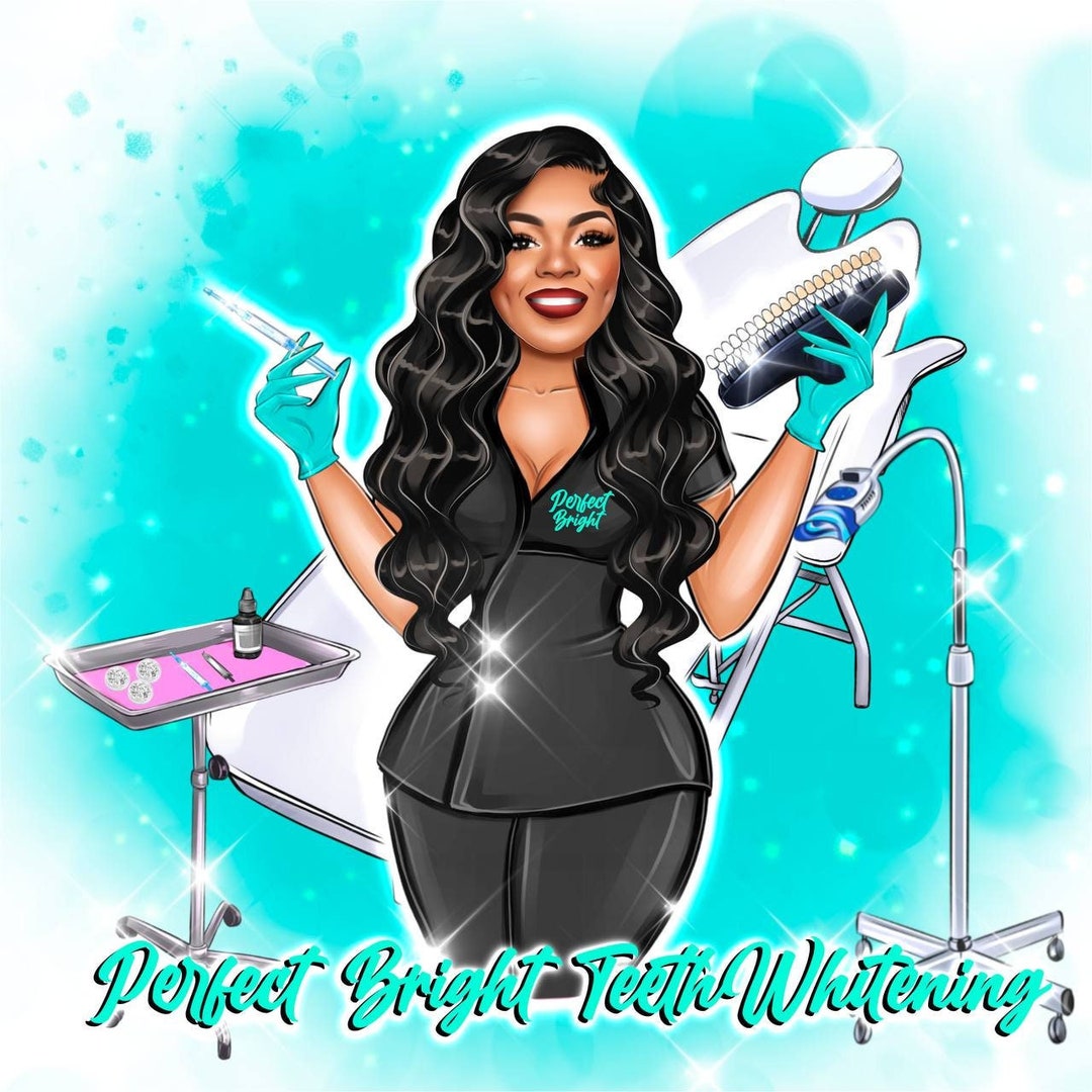 Teeth Whitening Logo Design, Esthetician Custom Digital Portrait