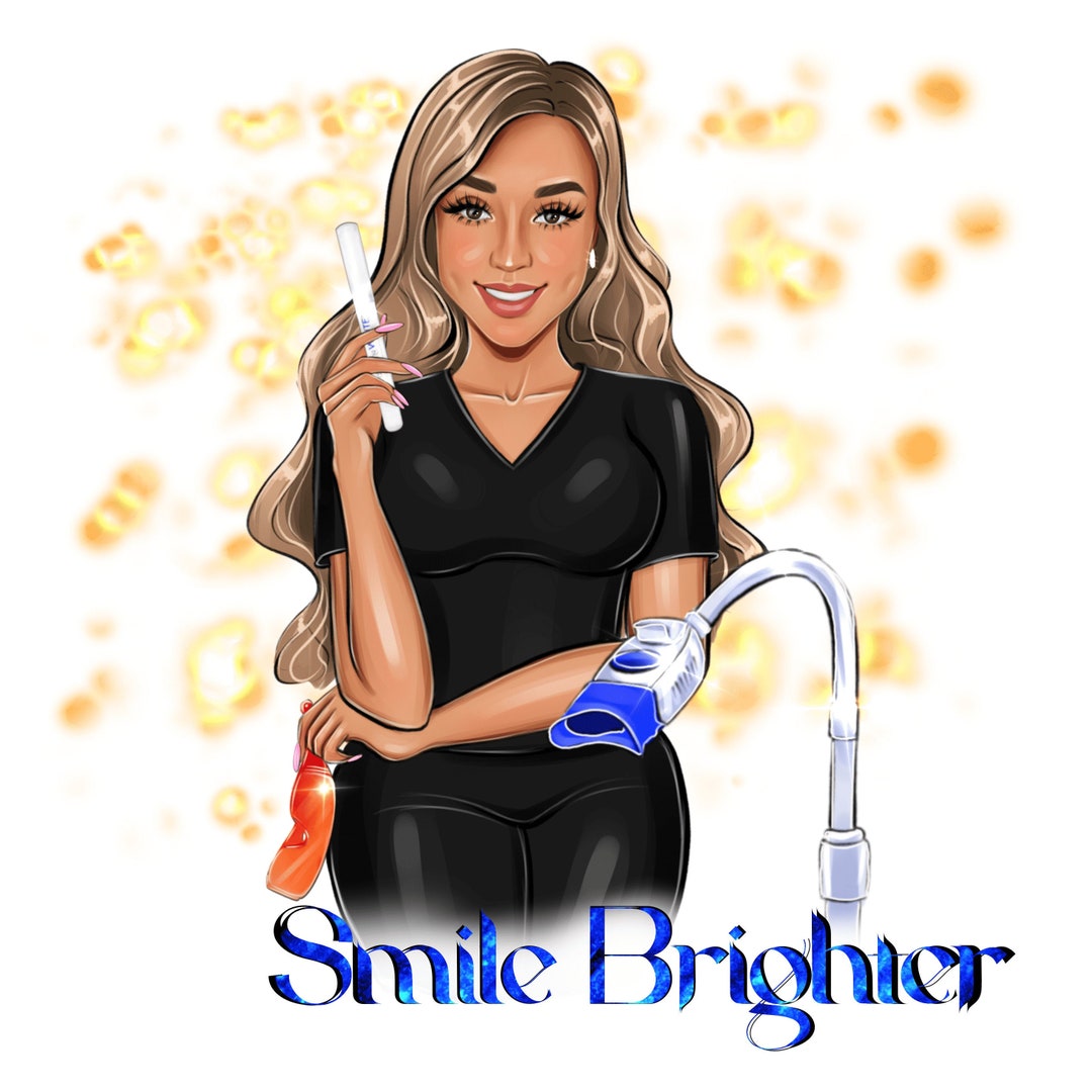 Teeth Whitening Logo Design, Esthetician Custom Digital Portrait