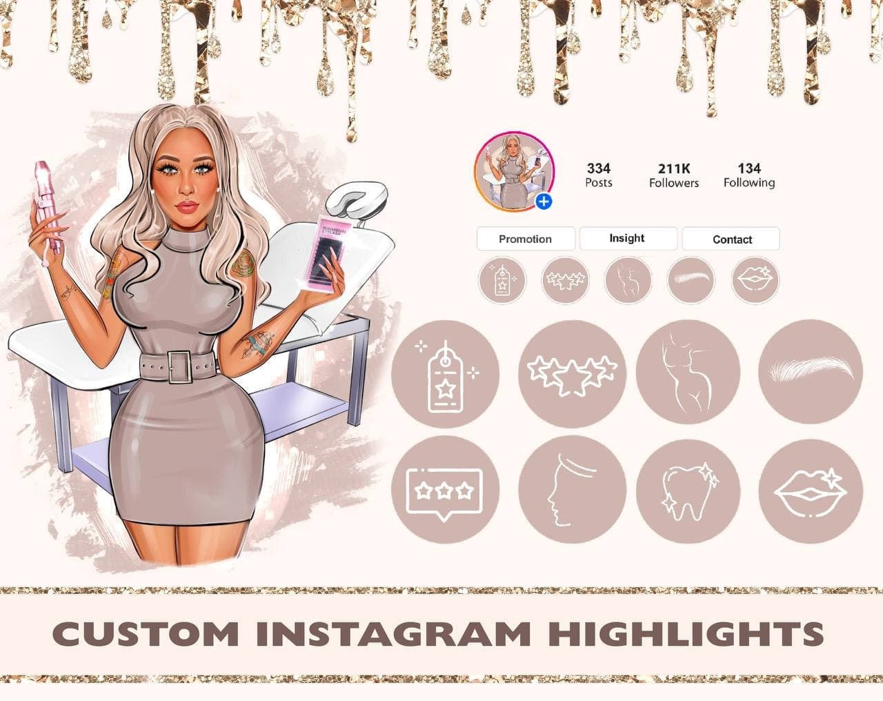 Custom Instagram Highlight Icons Instagram Stories Cartoon Etsy
