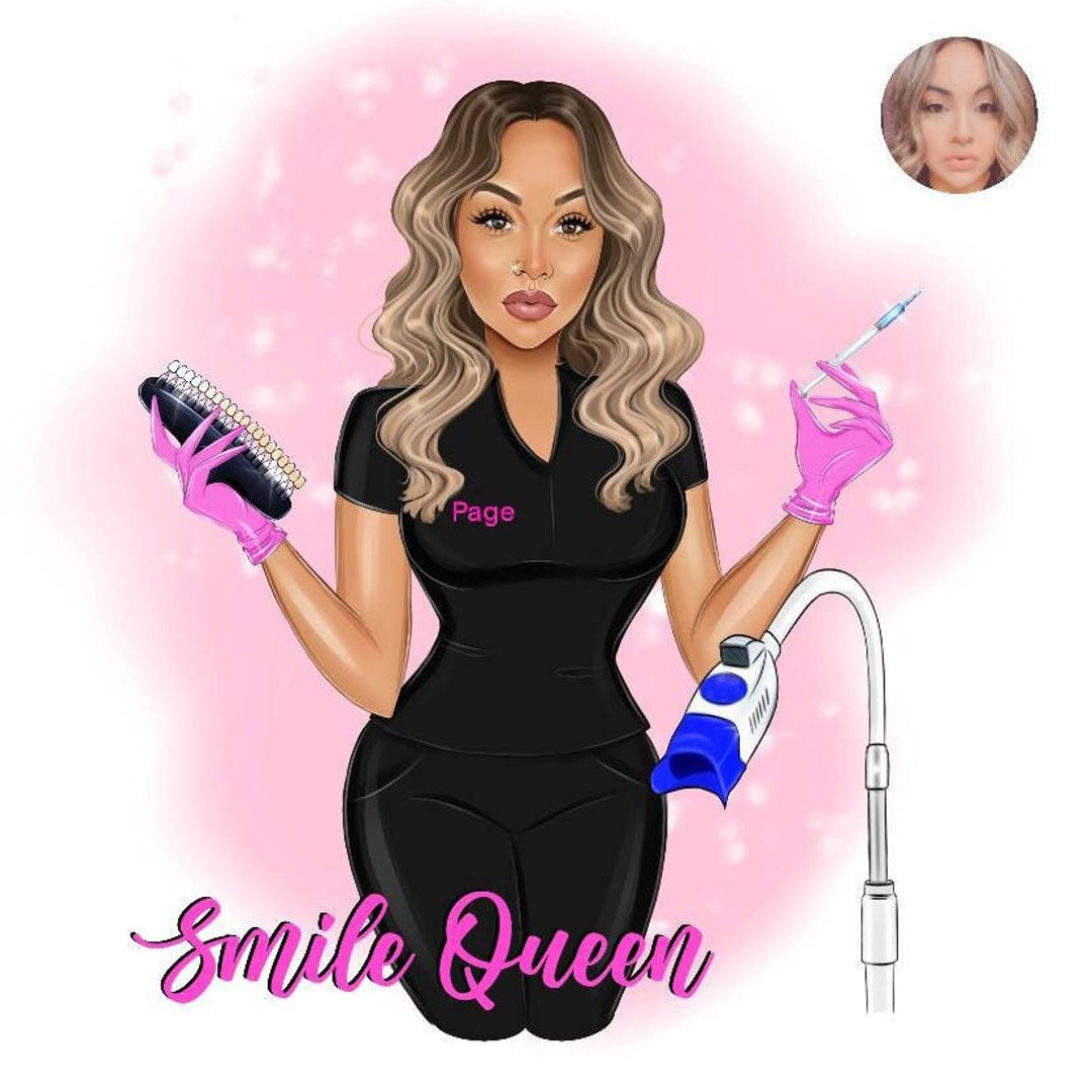 Teeth Whitening Logo Design, Esthetician Custom Digital Portrait