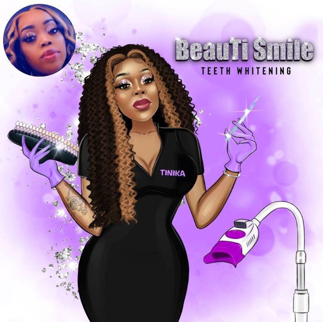 Teeth Whitening Logo Design, Esthetician Custom Digital Portrait