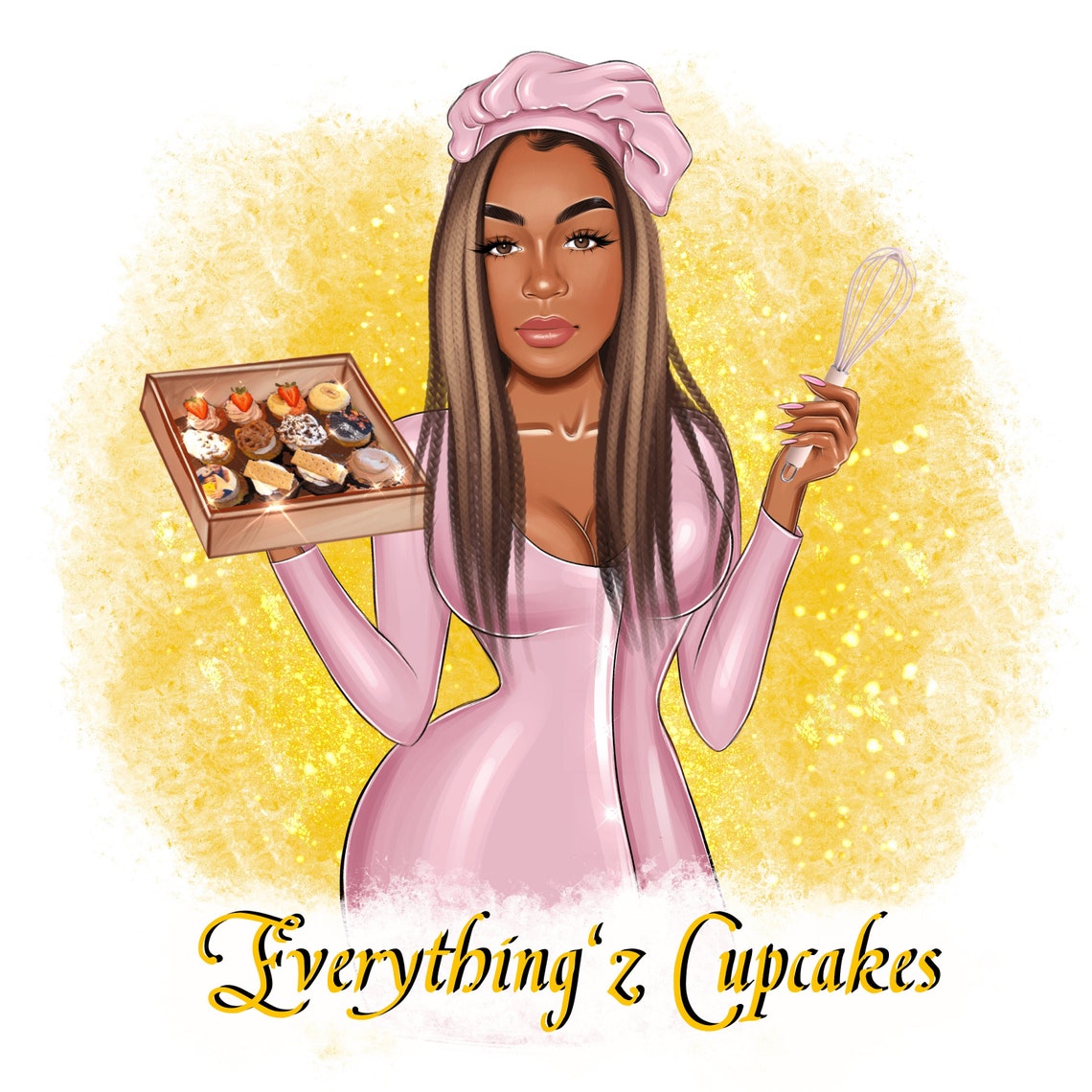 Desserts Maker Logo Rose Gold Logo Cartoon Logo Design Cake Etsy