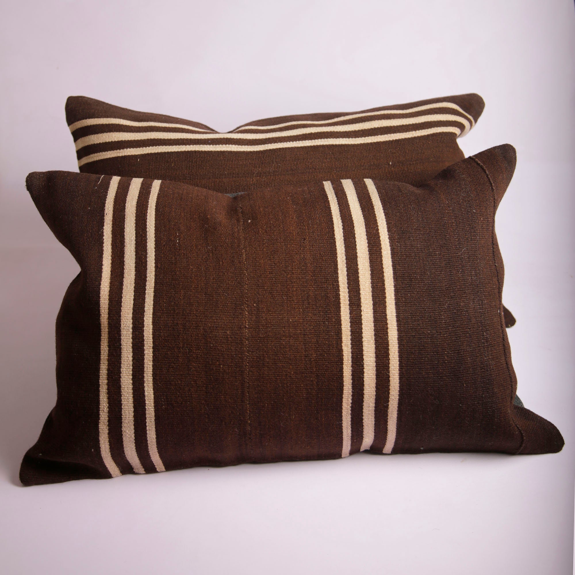 Brown Cream Throw Pillow Cover Set 16x24 Square Kilim Pillow Etsy