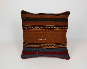 Christmas Wool Jute Throw Pillow 18" Outdoor Kilim Cushion Cover Jute Rug Chair