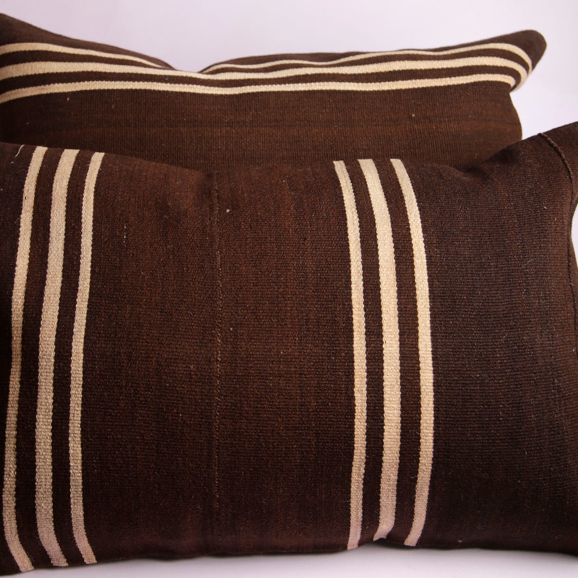 Brown Cream Throw Pillow Cover Set 16x24 Square Kilim Pillow Etsy