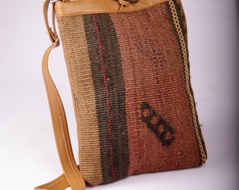 Patchwork purse bookbag Yin Yang wool multi color crossbody Hippie Boho New 