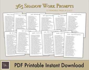 365 Shadow Work Journal Prompts | Daily Self-Discovery | Inner Healing Questions | Digital Mental Health & Mindfulness Guide