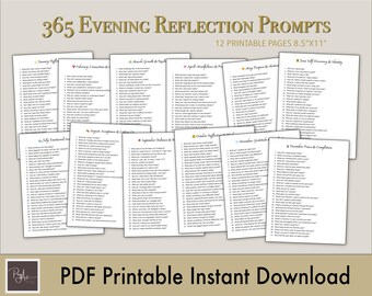 365 Daily Evening Reflection Prompts | Mindfulness & Gratitude Journal | Printable PDF
