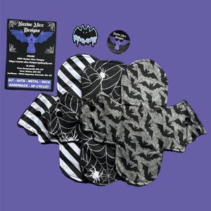 Gothic Reusable Cloth Pads – Handmade Bat-Wing Panty Liners
