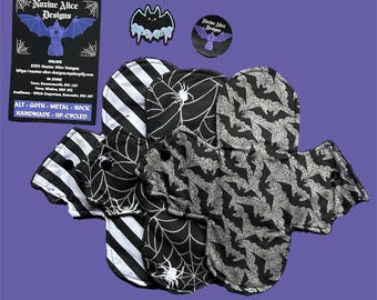 Gothic Reusable Cloth Pads – Handmade Bat-Wing Panty Liners