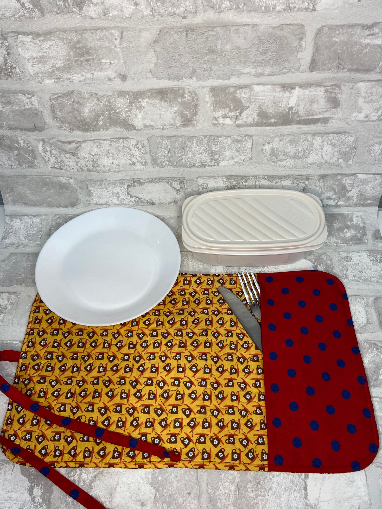 Amazing Patchwork placemat roll with pocket for cutlery Etsy