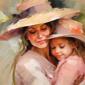 Art Mother and Daughter |  Mother and Child | Mother's Day Gift Idea | Birthday Gift for Mom