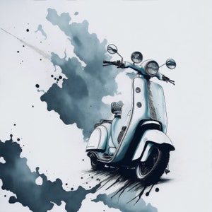 Vespa Ink Art | Digital Print | Vespa Scooter