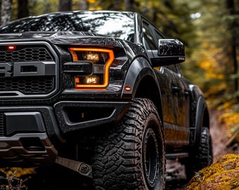 Impresión de aventura en camión todoterreno / Arte mural fotográfico de bosque agreste para amantes de los camiones / Descarga / Póster