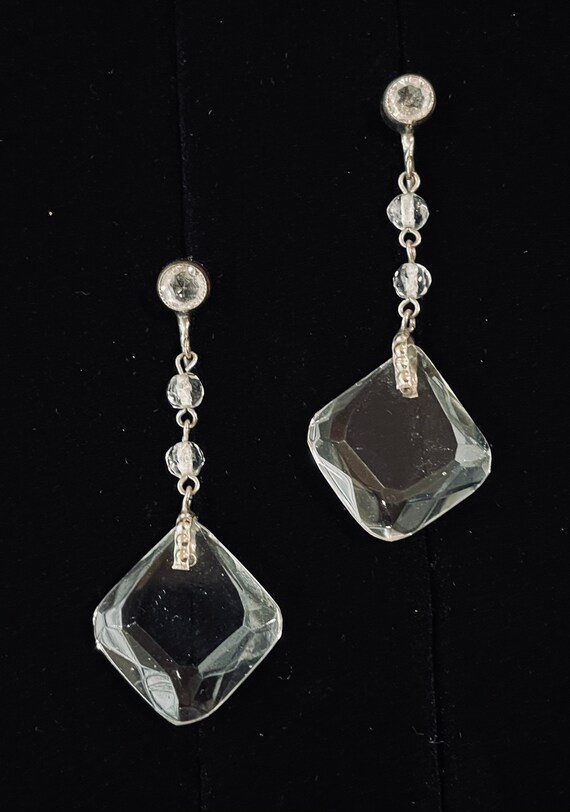 Antique Art Deco Rock Crystal Dangle Earrings