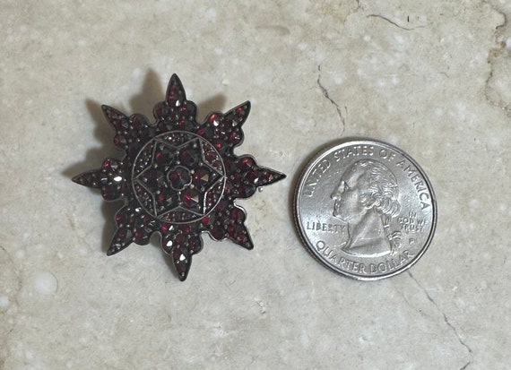 Antique Victorian Bohemian Garnet Large Star Broo… - image 8