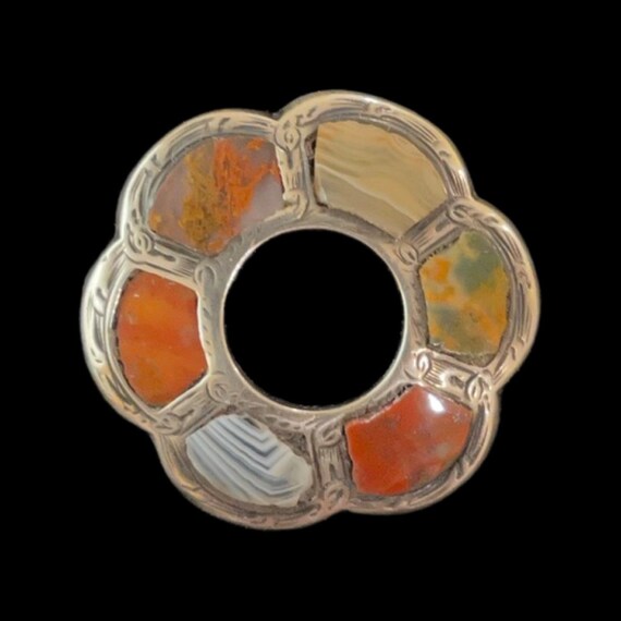 Antique Victorian Scottish Agate Silver Brooch, c… - image 6