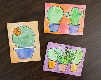 Watercolor Cactus Greeting Cards