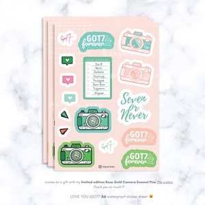 I LOVE YOU igot7 Retro Kamera Sticker Bogen A6 Größe | Wasserfester Aufkleber