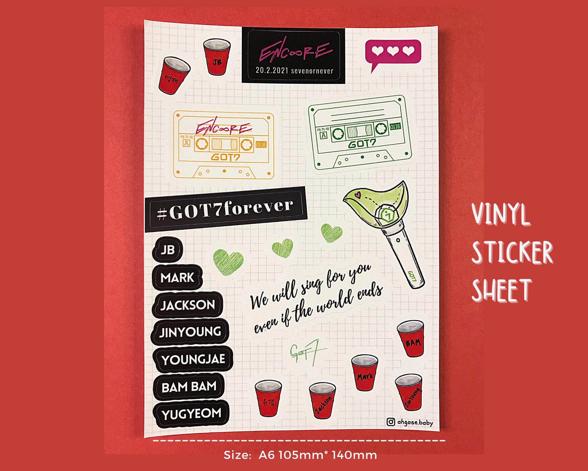 GOT7 Encore Cassette Tape Sticker Sheet A6 Size | Vinyl Stickers - Etsy
