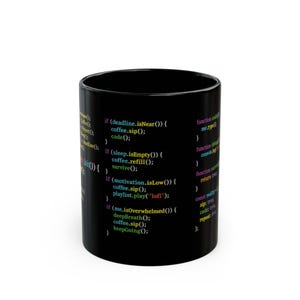 Czarny ceramiczny kubek dla programisty, nadruk z fragmentem kodu, prezent dla programisty, kubek dla inżyniera oprogramowania (11 uncji)