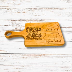 Personalized Wooden Smores Station, engraved Smore tray, dessert station, Camping Gift, Cookware, S’mores holder, Smore Charcuterie Board