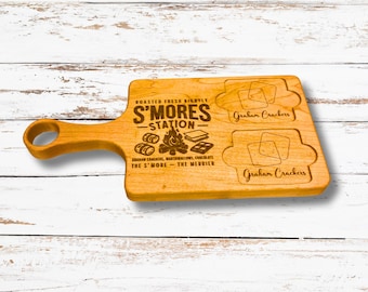 Personalized Wooden Smores Station, engraved Smore tray, dessert station, Camping Gift, Cookware, S’mores holder, Smore Charcuterie Board