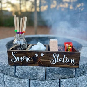 Personalized Smores bar, Roast a Marshmallow, Smore Caddy, Wood Smore Station, Smores box, Smores tray, Smores station box, family gift,